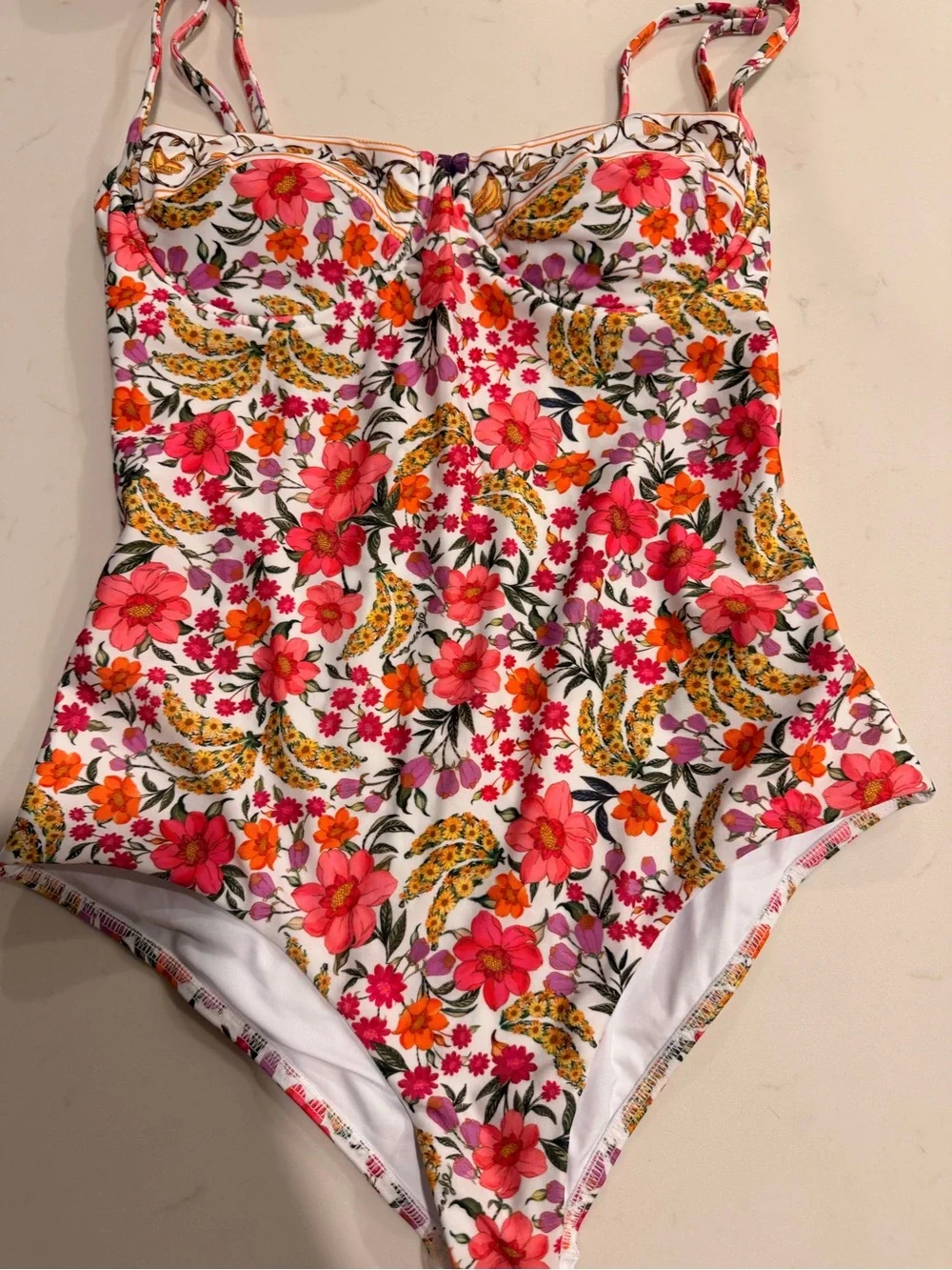 Farm Rio Banana Flowers One-Piece Swimsuit Sz L